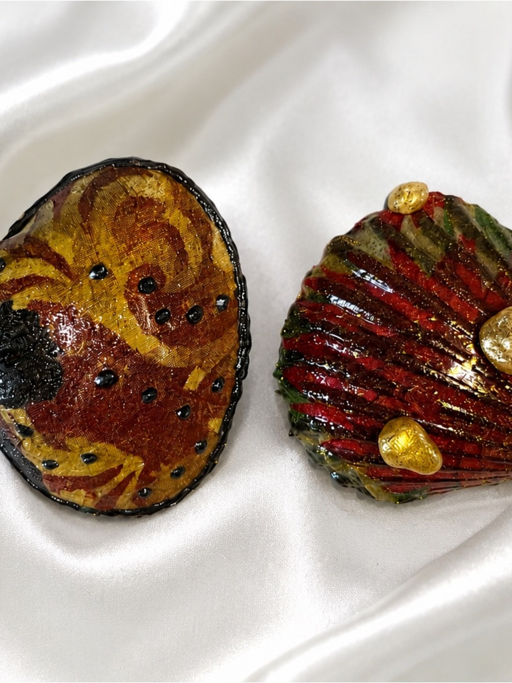 Hand-Decorated Seashell Trinket Dishes – Set of 2 | One of a Kind